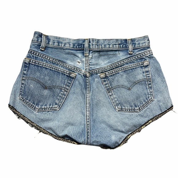Urban Renewal Medium Wash Raw Hem Jean Shorts S - Picture 7 of 7